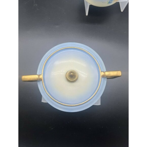 Heinrich & Co Selb Bavaria Creamer and Sugar Porcelain Blue Floral Gold 6075 - Picture 6 of 8